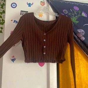 brown cropped button down top, only wore once!